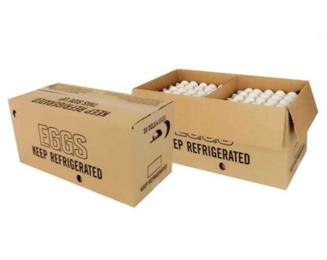 A neatly arranged box of fresh, unbroken eggs, offering a glimpse of their high-quality and versatile culinary use.