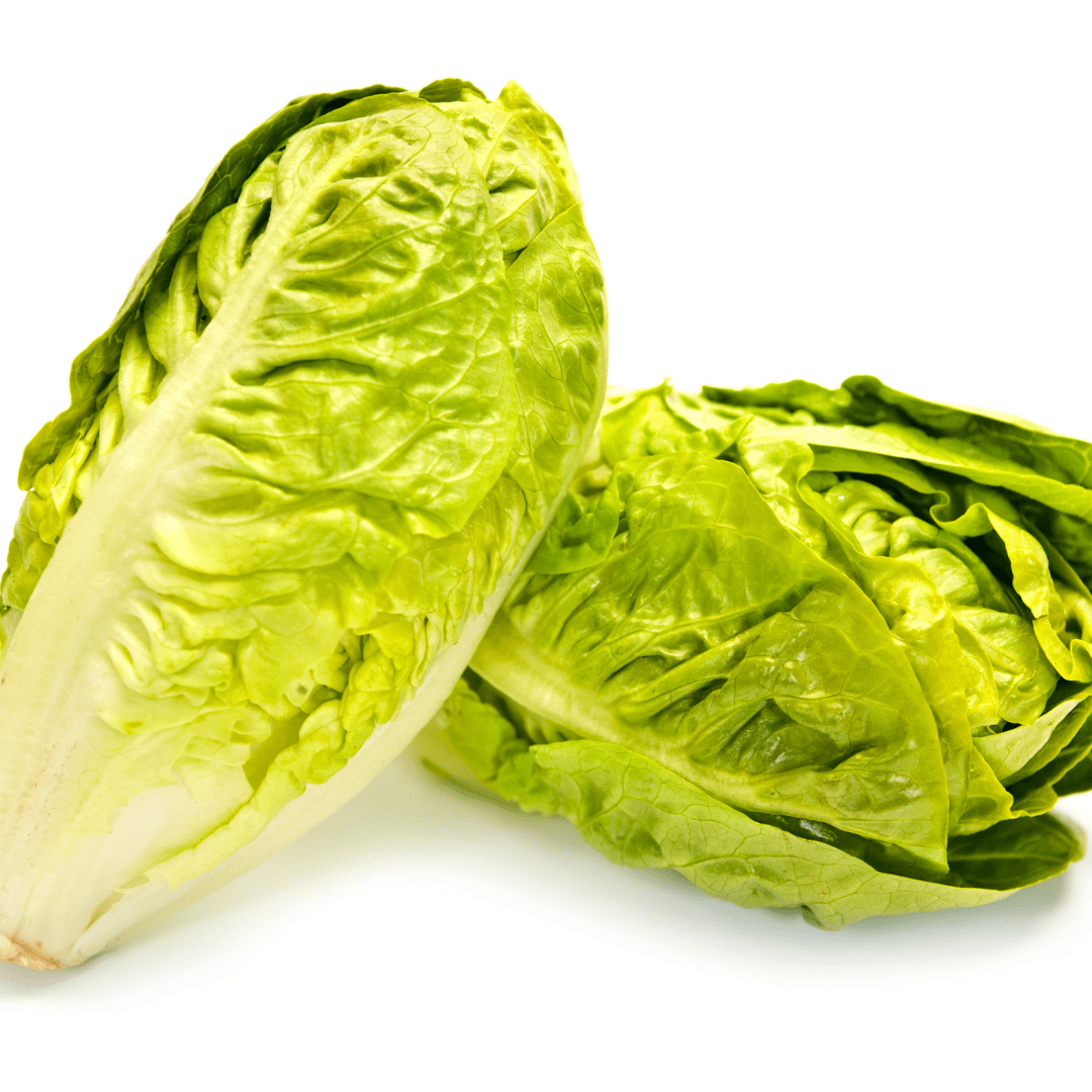 romaine lettuce on white surface