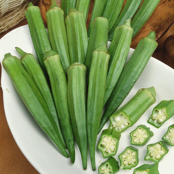 one dozen okra on plate