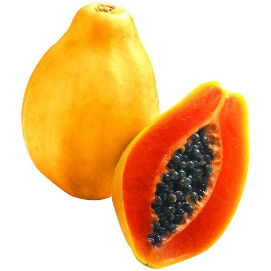 ripe papaya on white surface