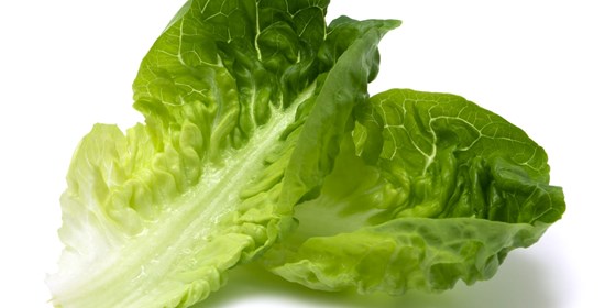 two lettuce leaves on white surface