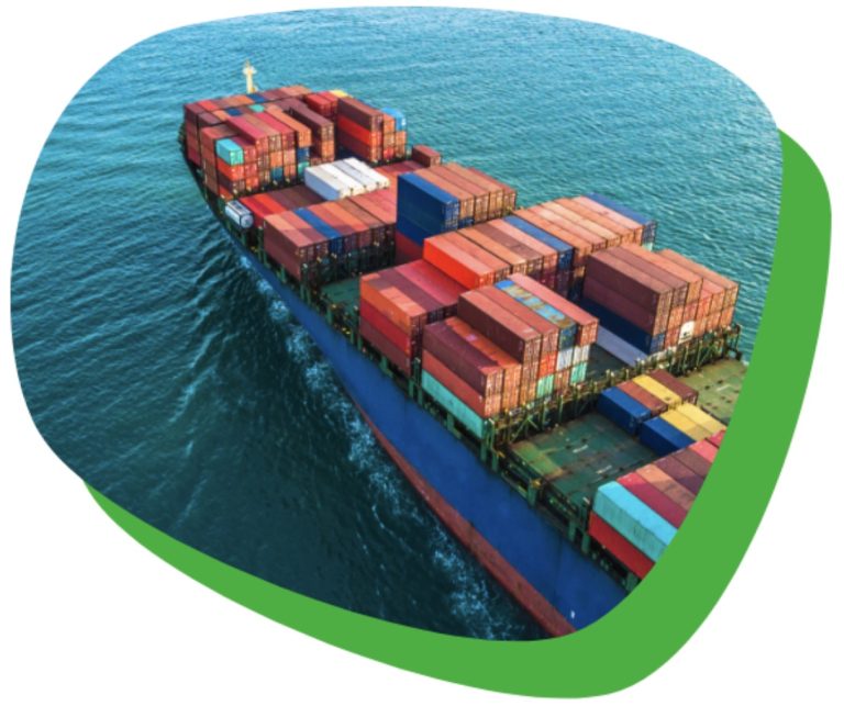 ship with containers sailing in the sea