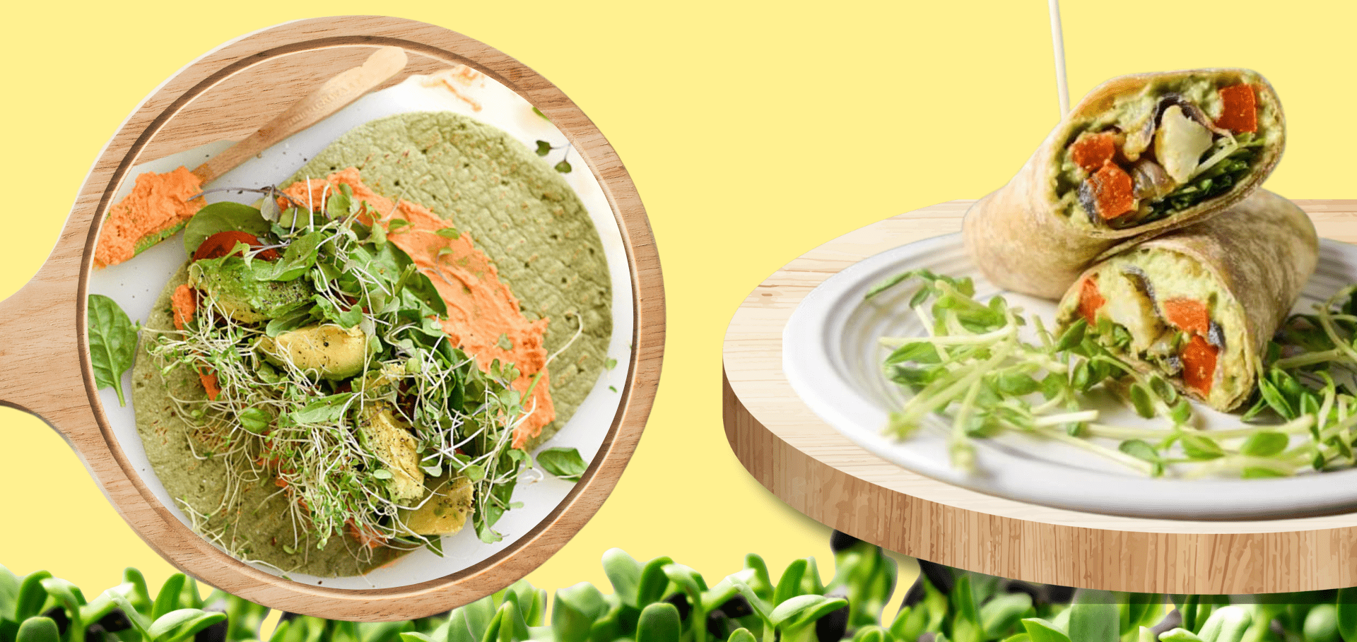 Wholesome microgreens wrap presentation on a plate