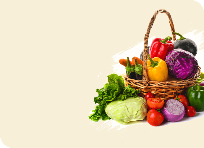banner with assorted vegetables in a basket